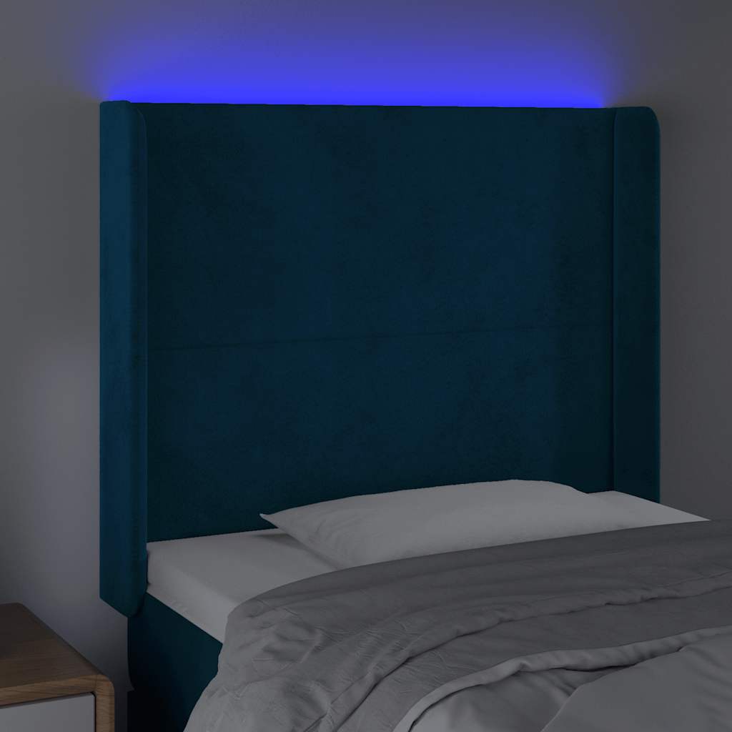 LED Kopfteil Dunkelblau 103x16x118/128 cm Samt