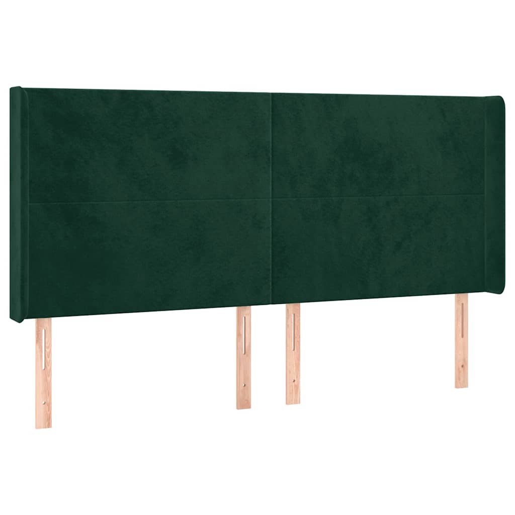 LED Kopfteil Dunkelgrün 163x16x118/128 cm Samt