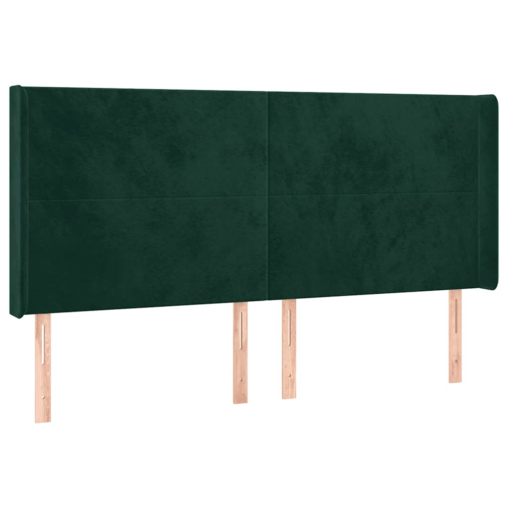 LED Kopfteil Dunkelgrün 203x16x118/128 cm Samt