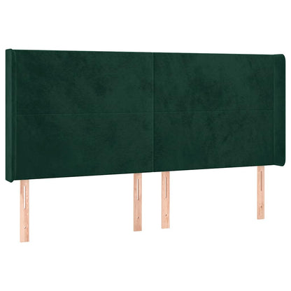 LED Kopfteil Dunkelgrün 203x16x118/128 cm Samt
