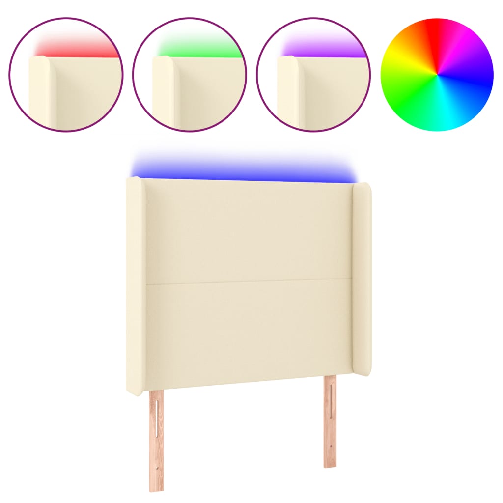 LED Kopfteil Creme 83x16x118/128 cm Kunstleder