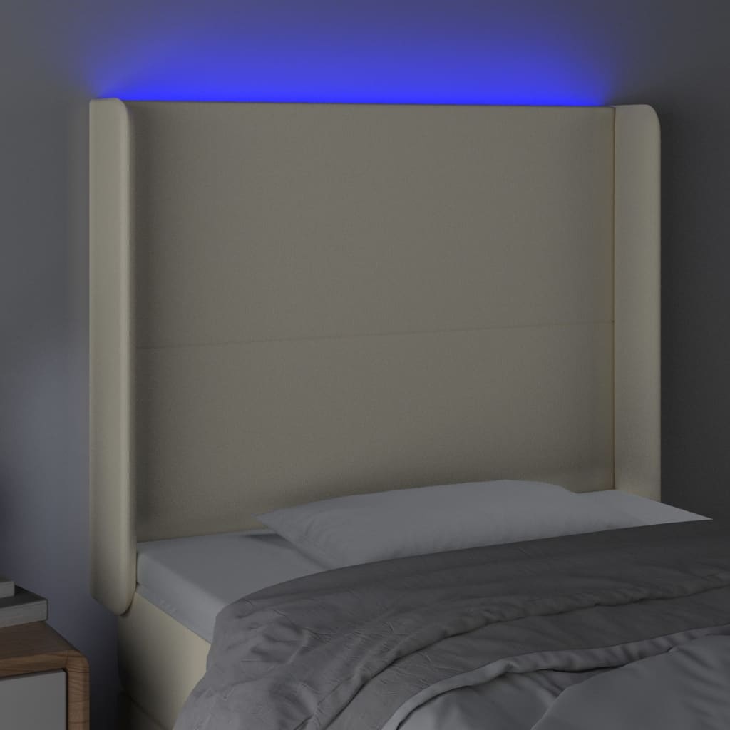 LED Kopfteil Creme 83x16x118/128 cm Kunstleder