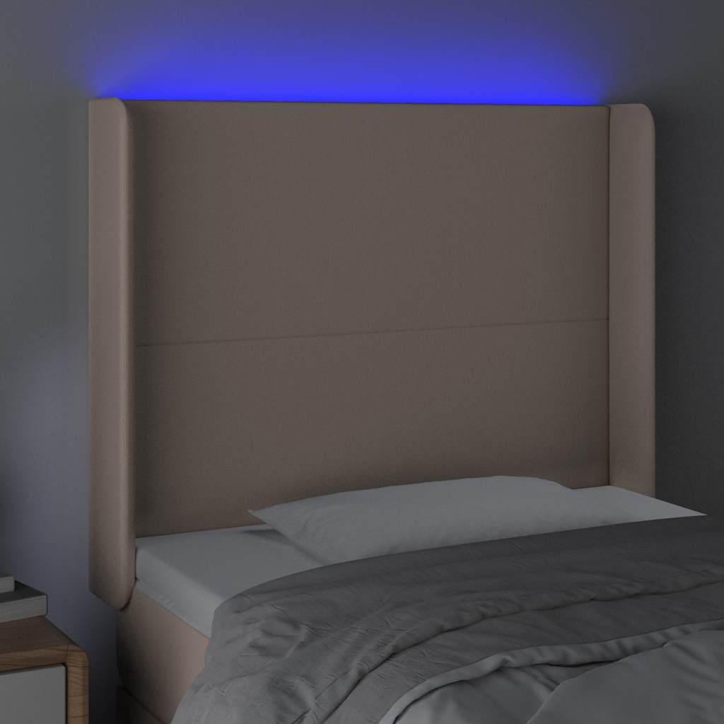LED Kopfteil Cappuccino-Braun 83x16x118/128 cm Kunstleder
