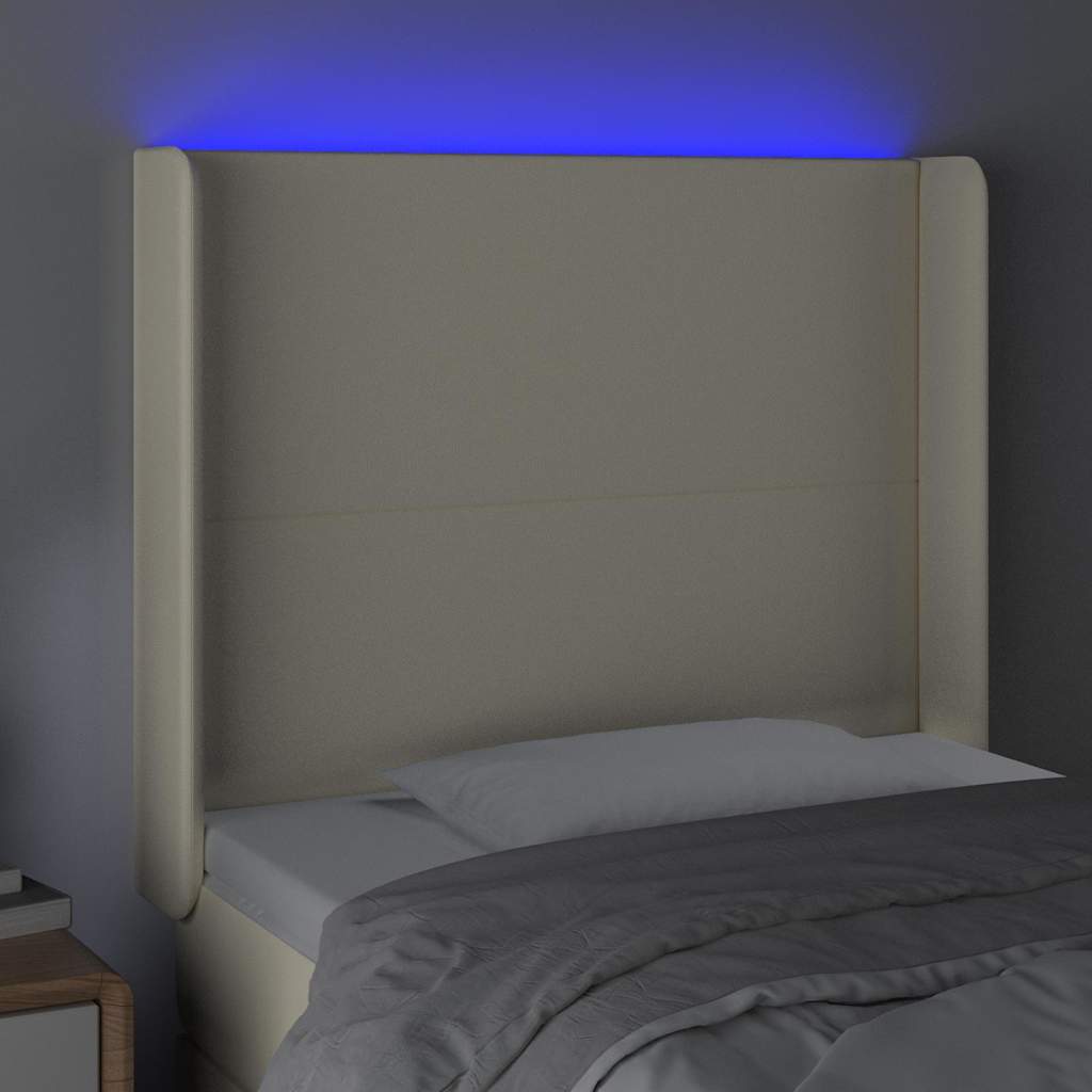 LED Kopfteil Creme 93x16x118/128 cm Kunstleder