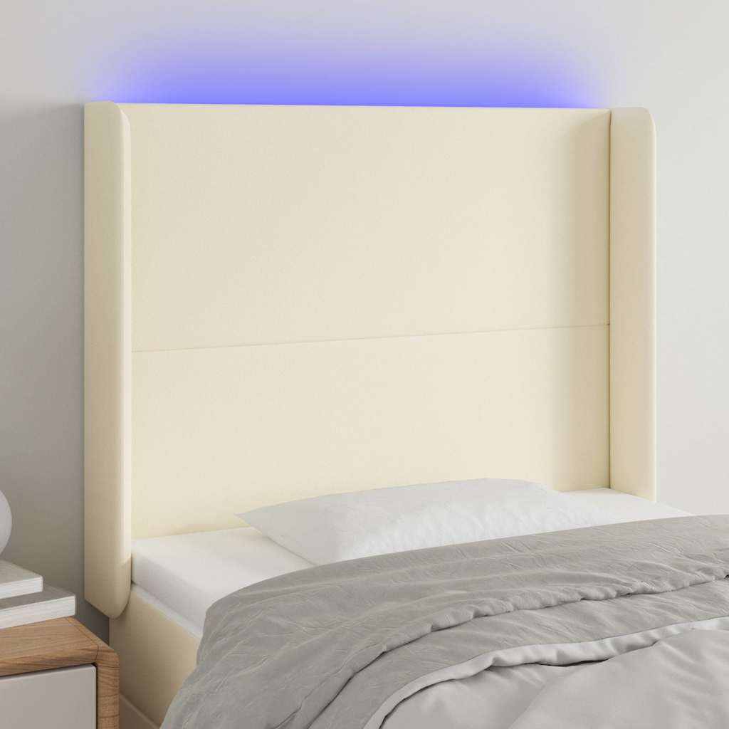 LED Kopfteil Creme 93x16x118/128 cm Kunstleder