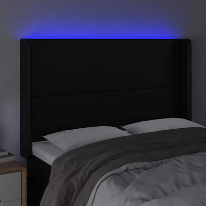 LED Kopfteil Schwarz 147x16x118/128 cm Kunstleder