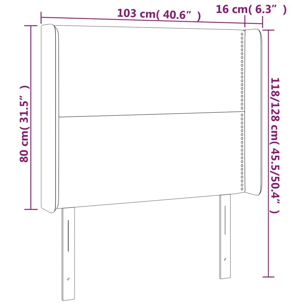 LED Kopfteil Dunkelgrau 103x16x118/128 cm Stoff