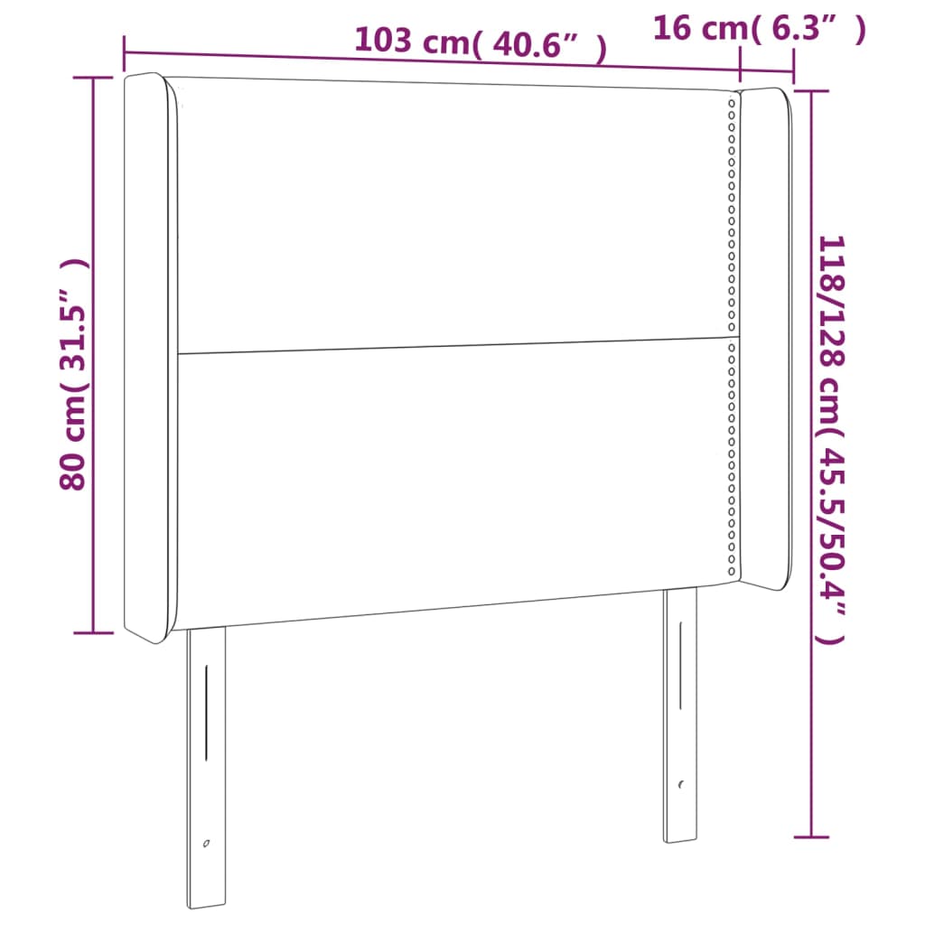 LED Kopfteil Schwarz 103x16x118/128 cm Stoff
