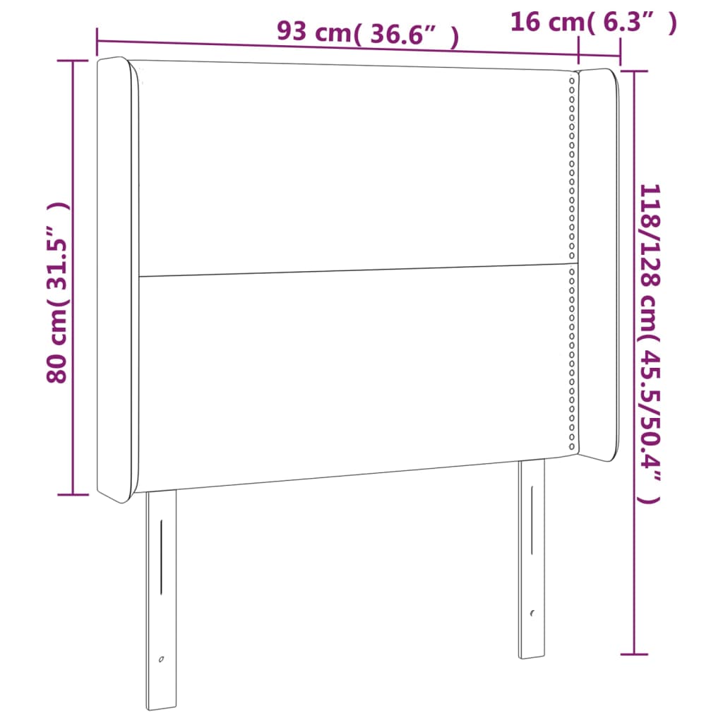 LED Kopfteil Dunkelgrau 93x16x118/128 cm Samt