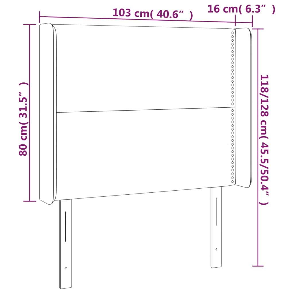 LED Kopfteil Dunkelgrau 103x16x118/128 cm Samt