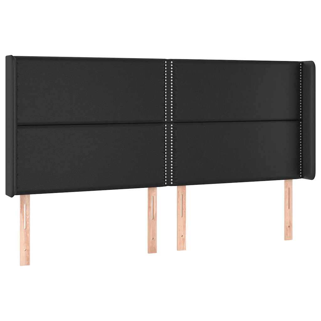 LED Kopfteil Schwarz 203x16x118/128 cm Kunstleder