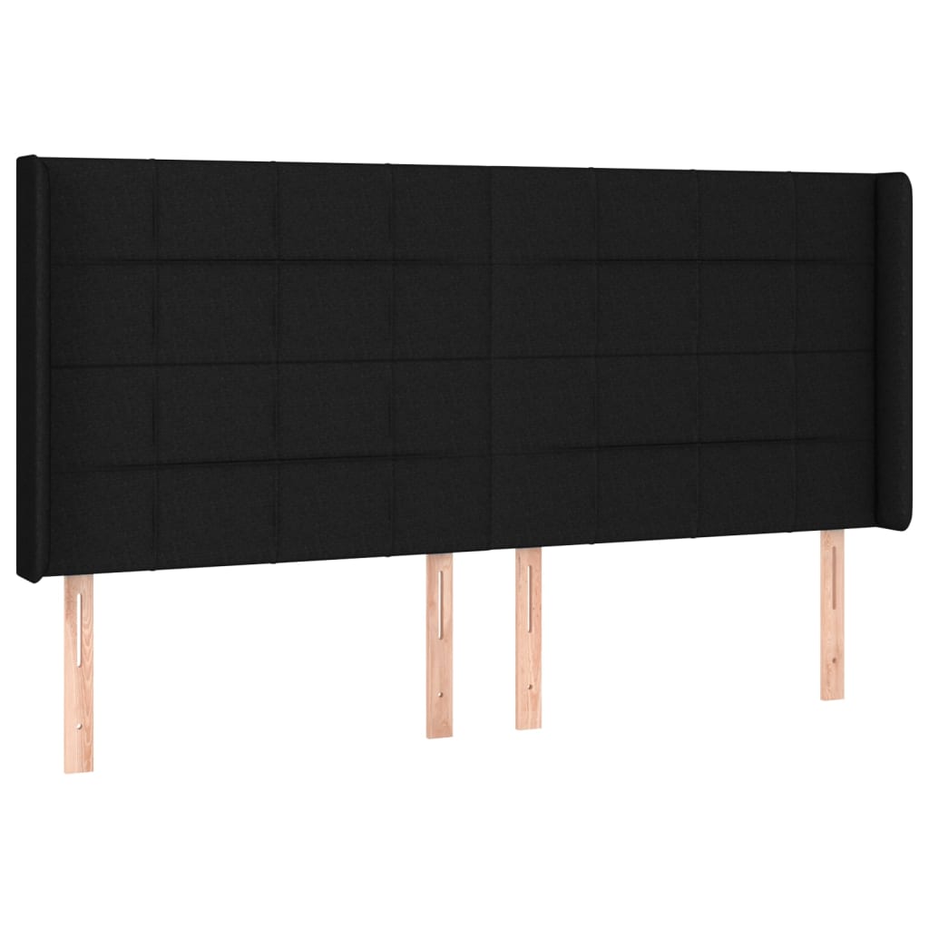 LED Kopfteil Schwarz 183x16x118/128 cm Stoff