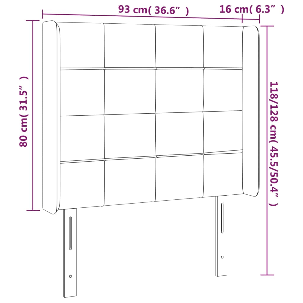 LED Kopfteil Hellgrau 93x16x118/128 cm Samt