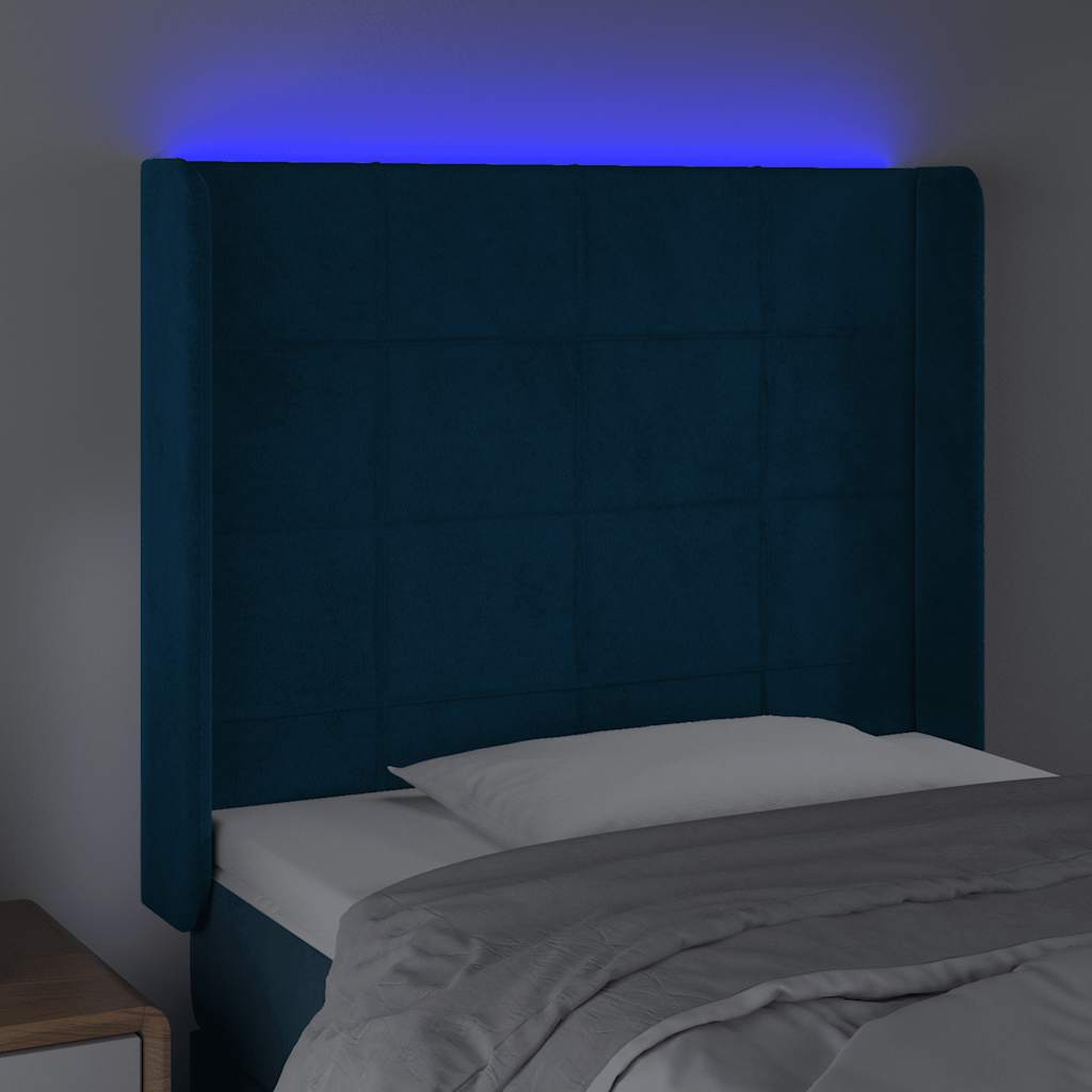 LED Kopfteil Dunkelblau 93x16x118/128 cm Samt