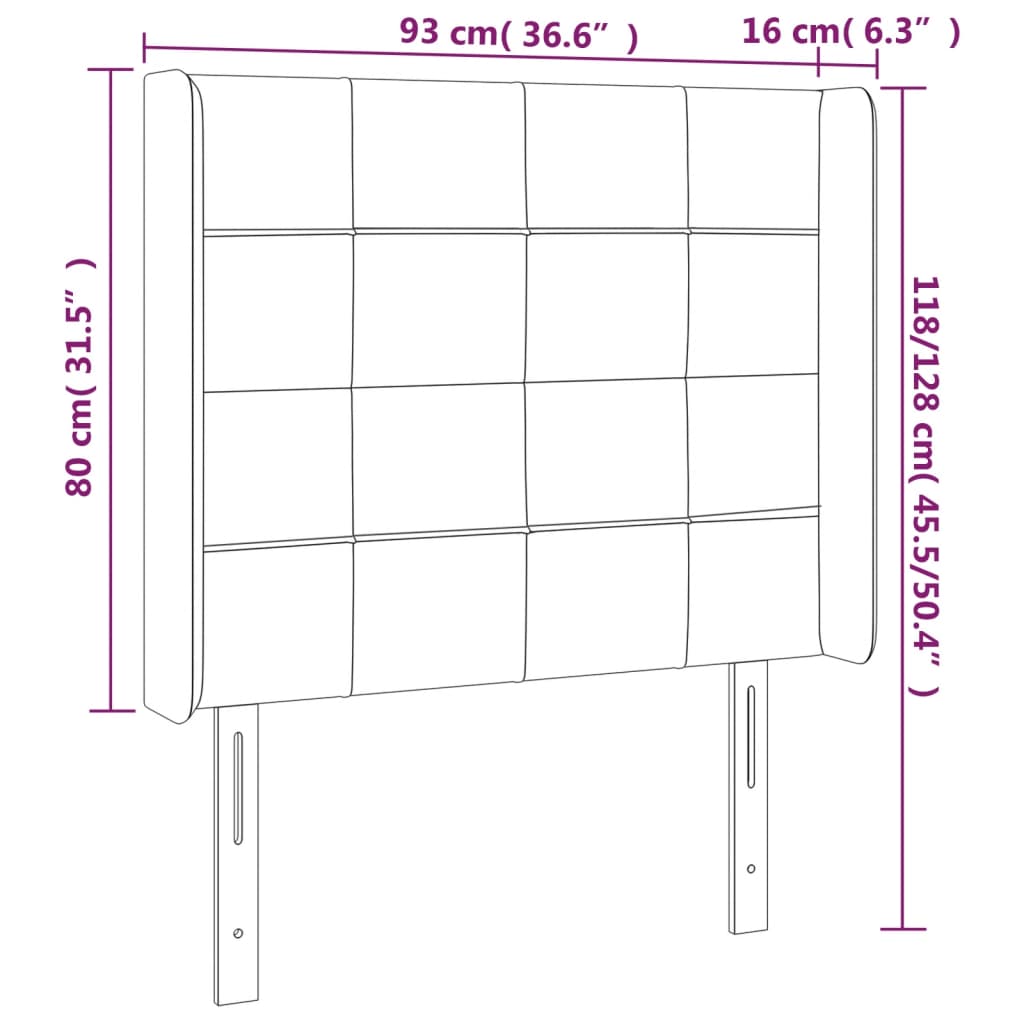 LED Kopfteil Rosa 93x16x118/128 cm Samt