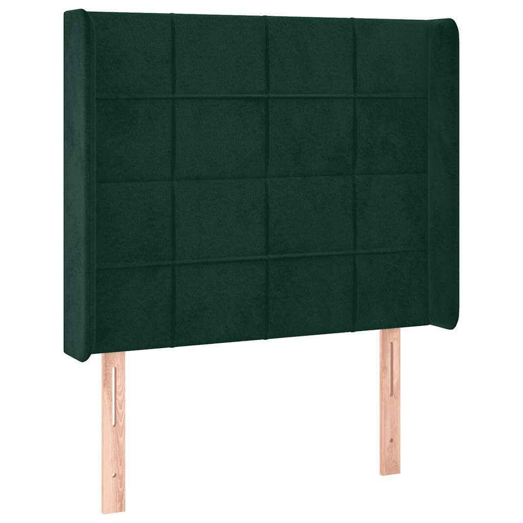 LED Kopfteil Dunkelgrün 103x16x118/128 cm Samt