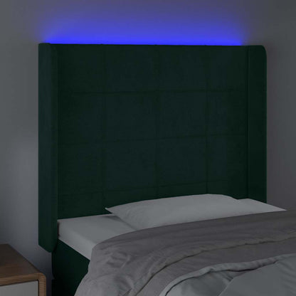 LED Kopfteil Dunkelgrün 103x16x118/128 cm Samt