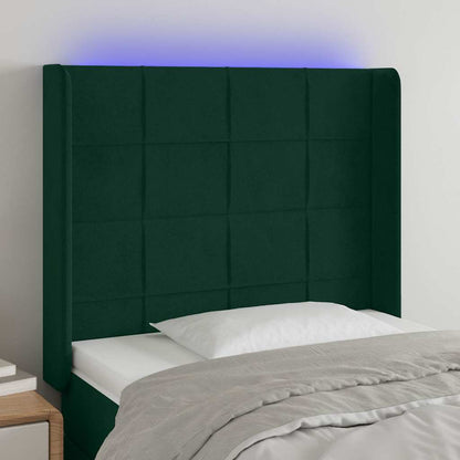 LED Kopfteil Dunkelgrün 103x16x118/128 cm Samt