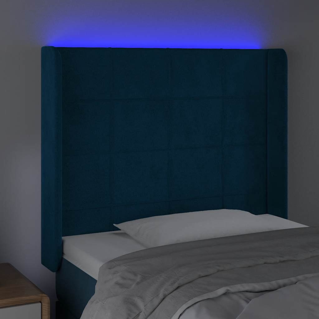 LED Kopfteil Dunkelblau 103x16x118/128 cm Samt