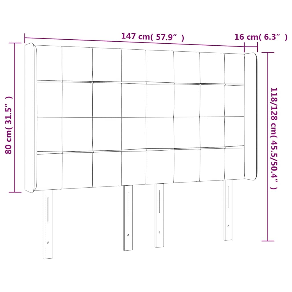 LED Kopfteil Dunkelblau 147x16x118/128 cm Samt