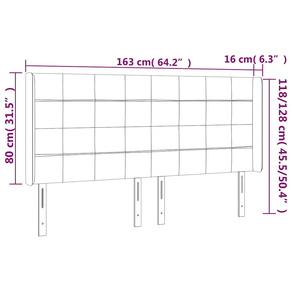 LED Kopfteil Dunkelgrün 163x16x118/128 cm Samt