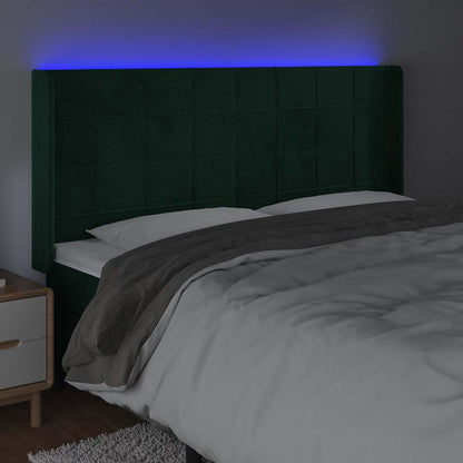 LED Kopfteil Dunkelgrün 183x16x118/128 cm Samt
