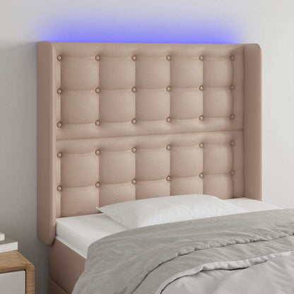 LED Kopfteil Cappuccino-Braun 83x16x118/128 cm Kunstleder