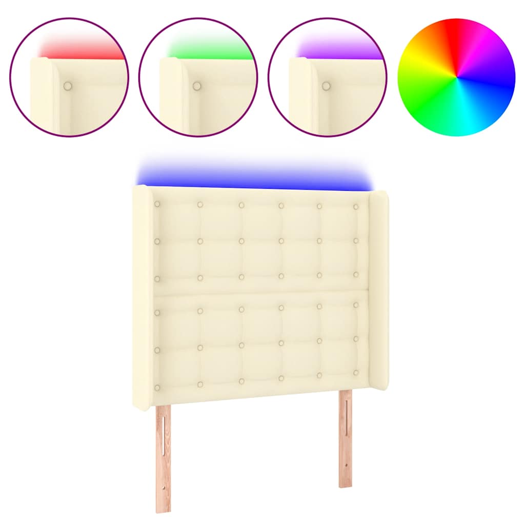 LED Kopfteil Creme 93x16x118/128 cm Kunstleder