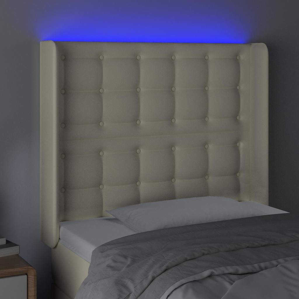 LED Kopfteil Creme 93x16x118/128 cm Kunstleder