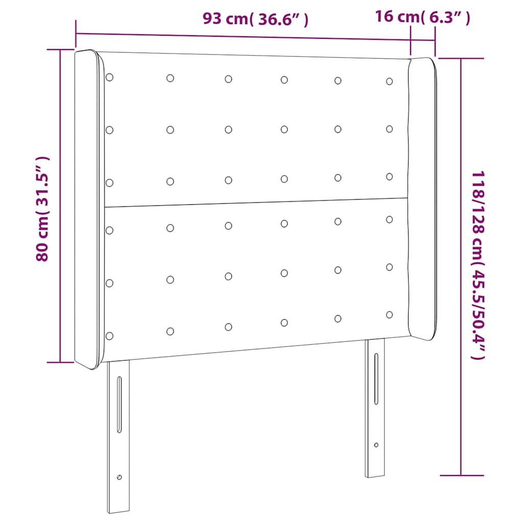 LED Kopfteil Creme 93x16x118/128 cm Kunstleder