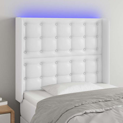 LED Kopfteil Weiß 103x16x118/128 cm Kunstleder