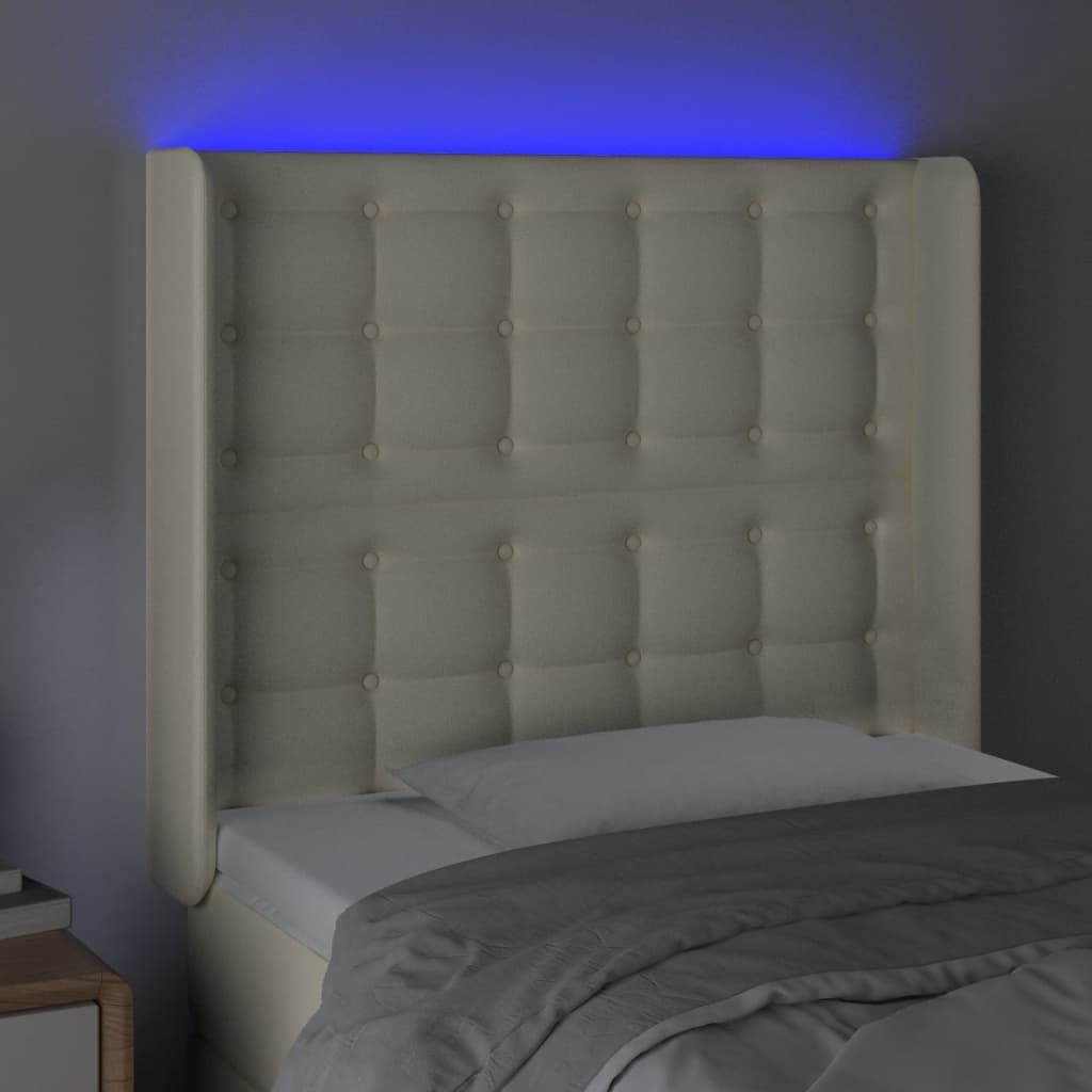 LED Kopfteil Creme 103x16x118/128 cm Kunstleder