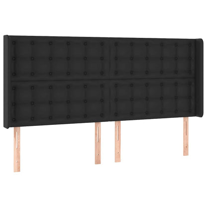 LED Kopfteil Schwarz 163x16x118/128 cm Kunstleder