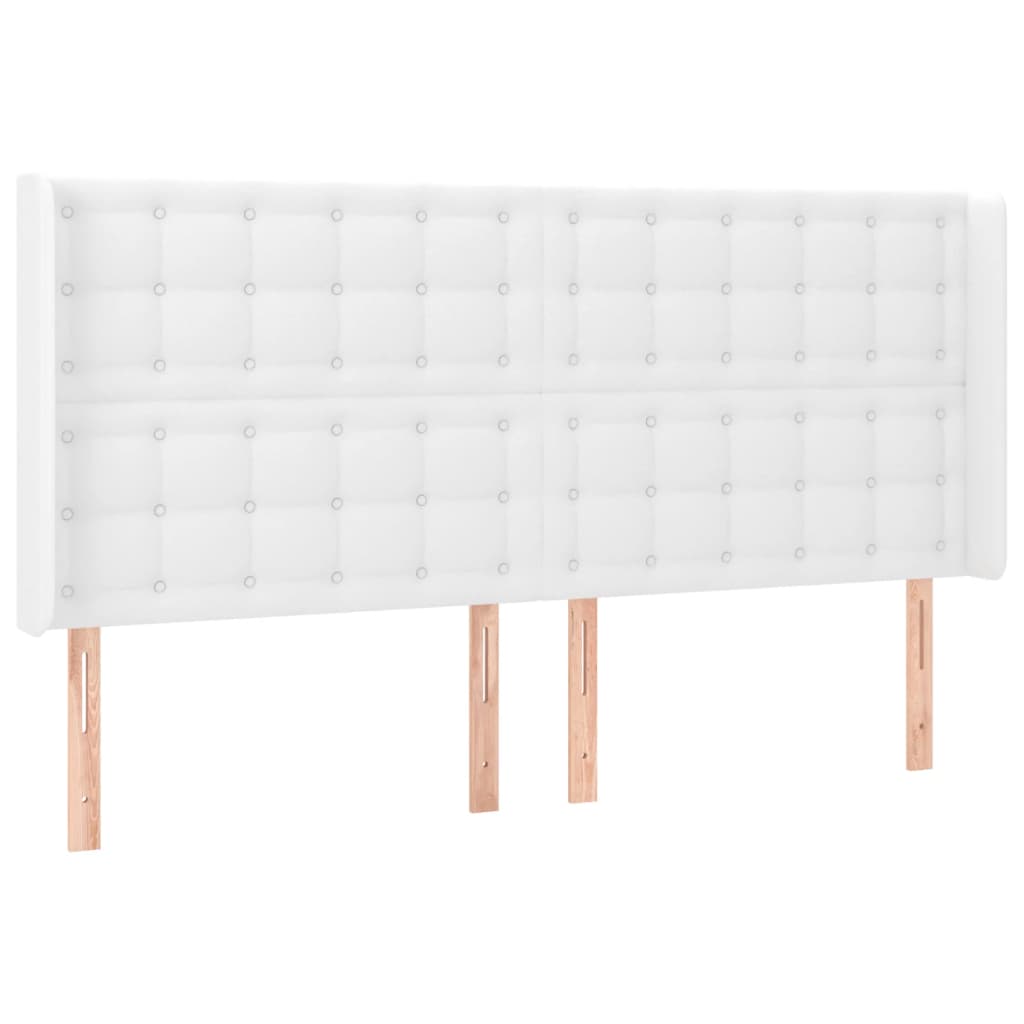 LED Kopfteil Weiß 163x16x118/128 cm Kunstleder