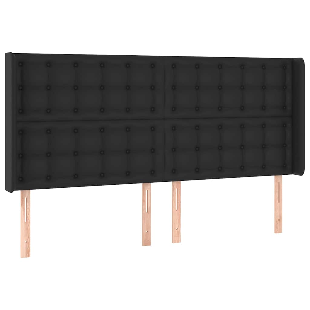 LED Kopfteil Schwarz 183x16x118/128 cm Kunstleder