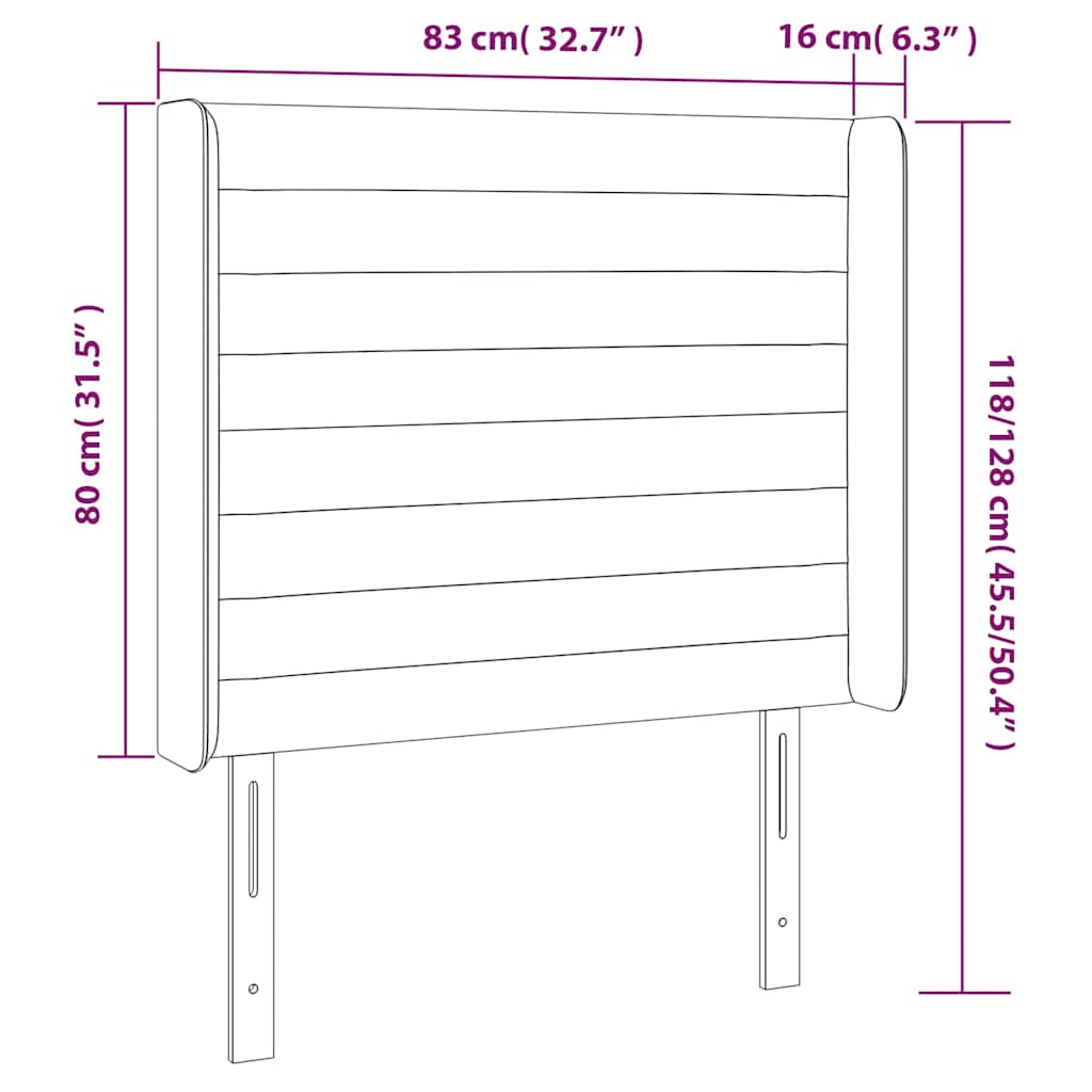 LED Kopfteil Hellgrau 83x16x118/128 cm Stoff
