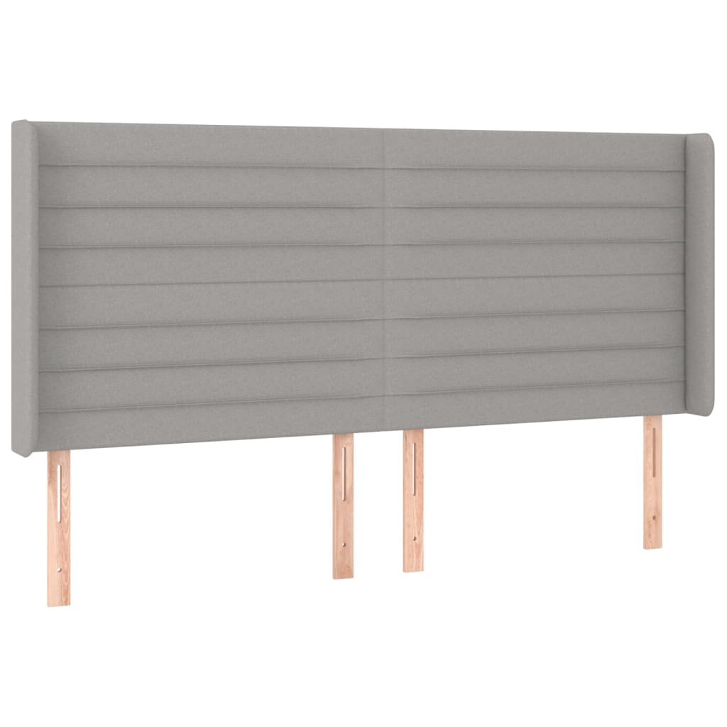 LED Kopfteil Hellgrau 163x16x118/128 cm Stoff
