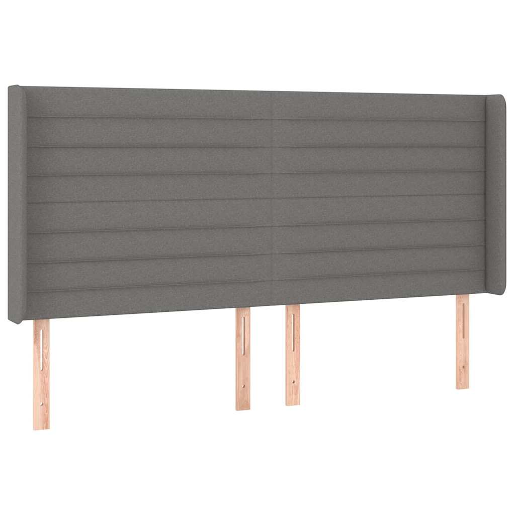 LED Kopfteil Dunkelgrau 163x16x118/128 cm Stoff