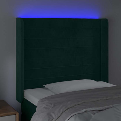 LED Kopfteil Dunkelgrün 83x16x118/128 cm Samt