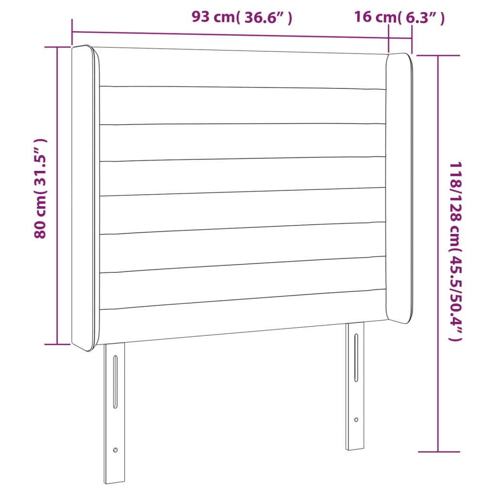 LED Kopfteil Dunkelgrau 93x16x118/128 cm Samt