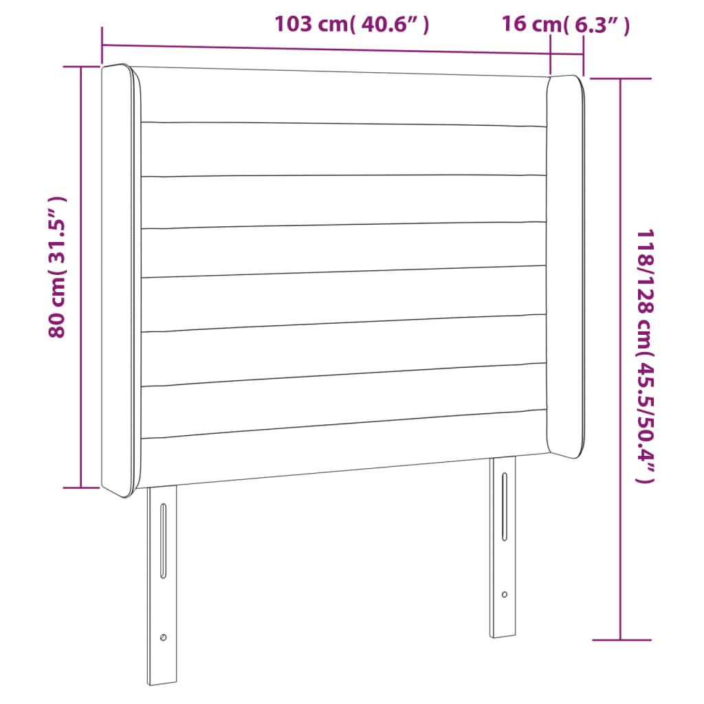 LED Kopfteil Dunkelgrau 103x16x118/128 cm Samt