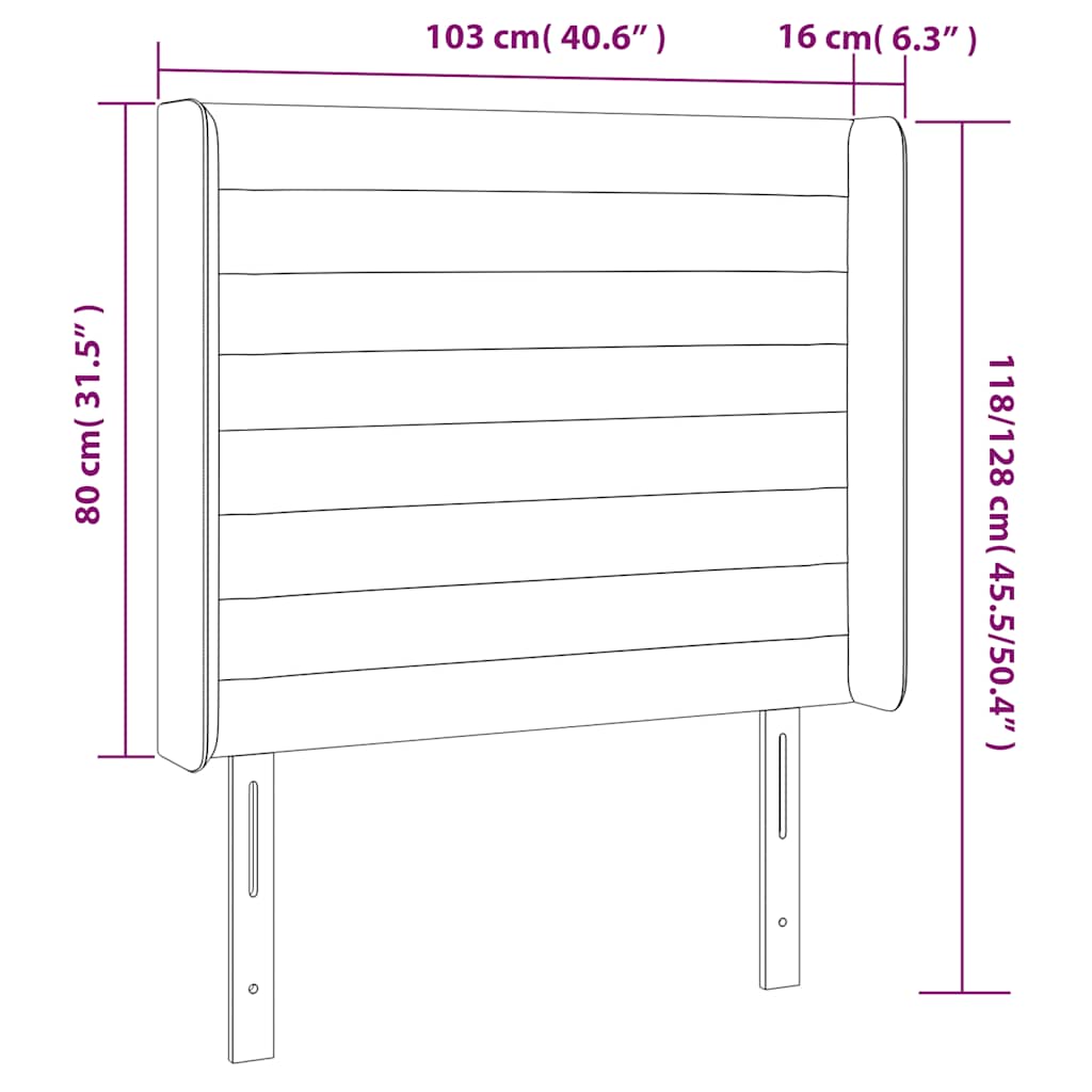 LED Kopfteil Dunkelblau 103x16x118/128 cm Samt