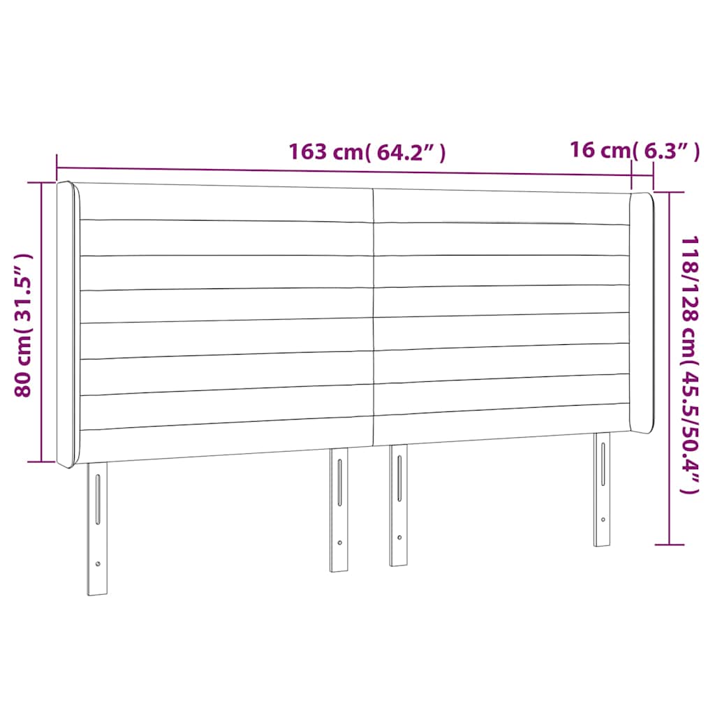 LED Kopfteil Rosa 163x16x118/128 cm Samt