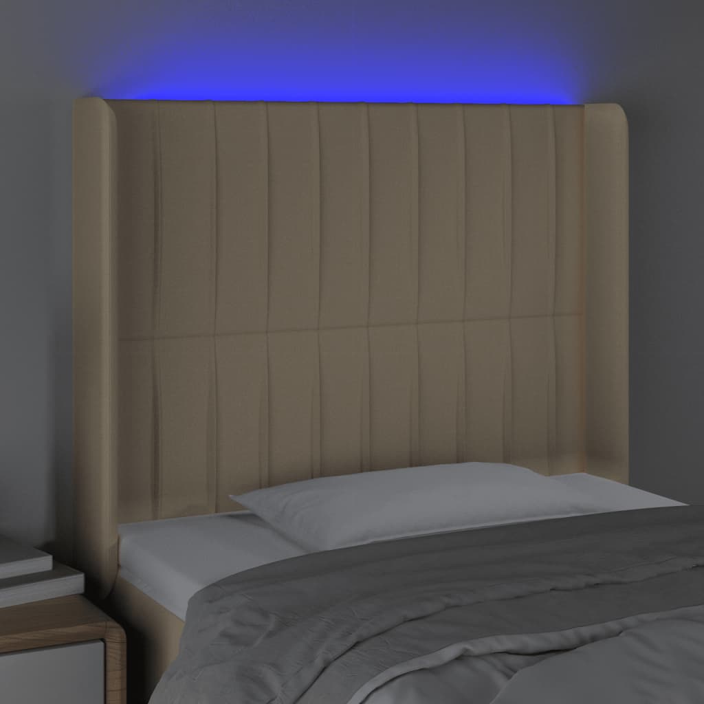 LED Kopfteil Creme 83x16x118/128 cm Stoff