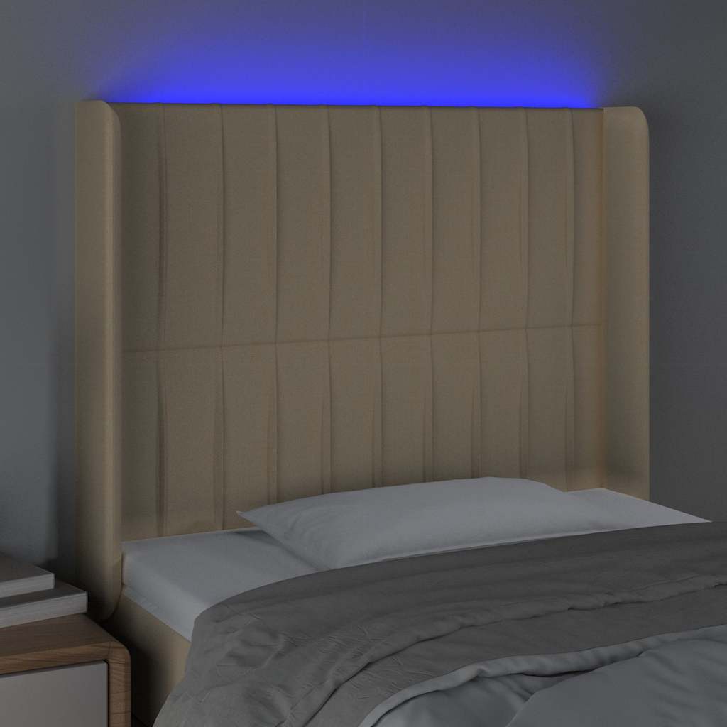 LED Kopfteil Creme 83x16x118/128 cm Stoff