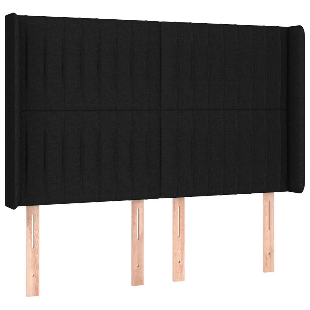 LED Kopfteil Schwarz 147x16x118/128 cm Stoff
