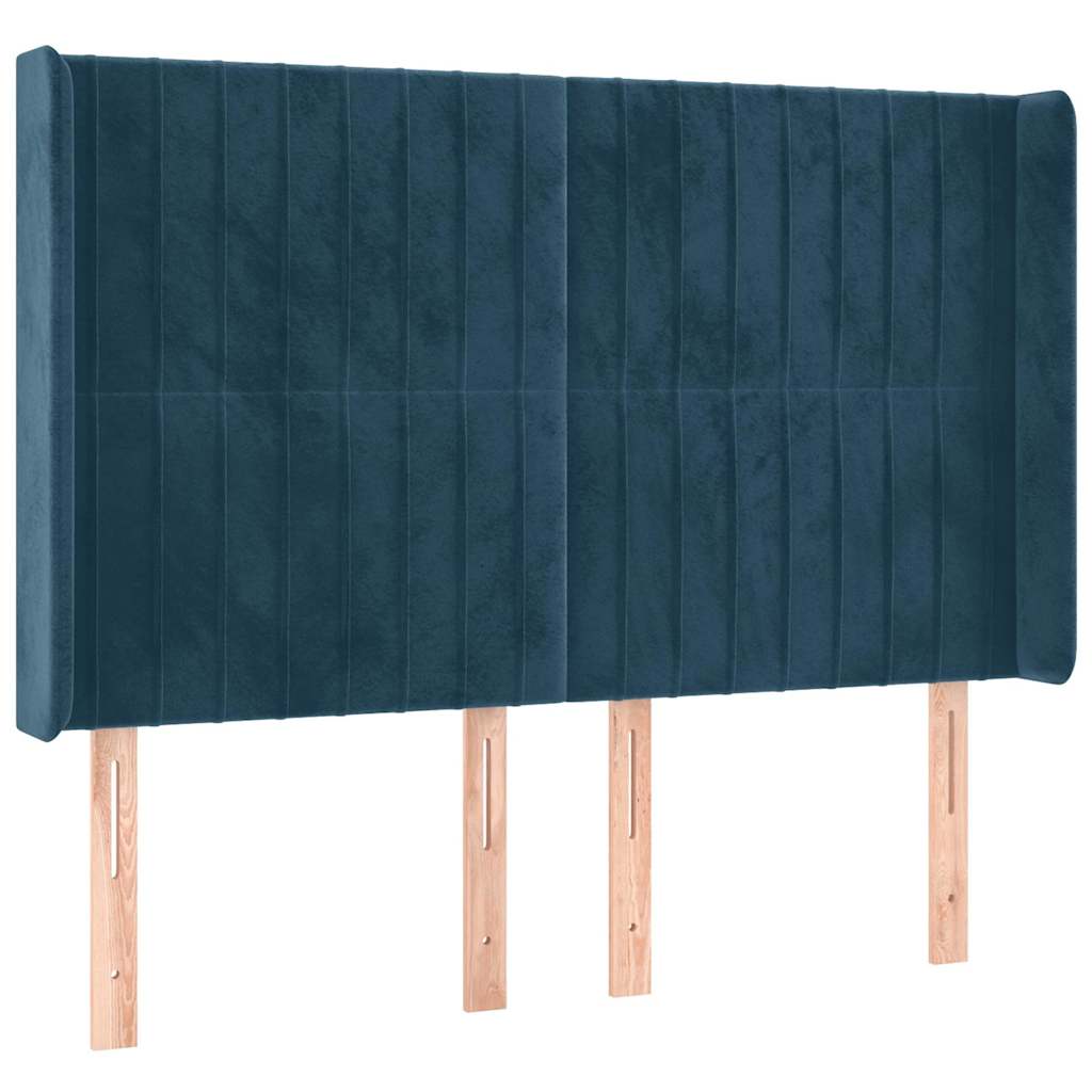 LED Kopfteil Dunkelblau 147x16x118/128 cm Samt