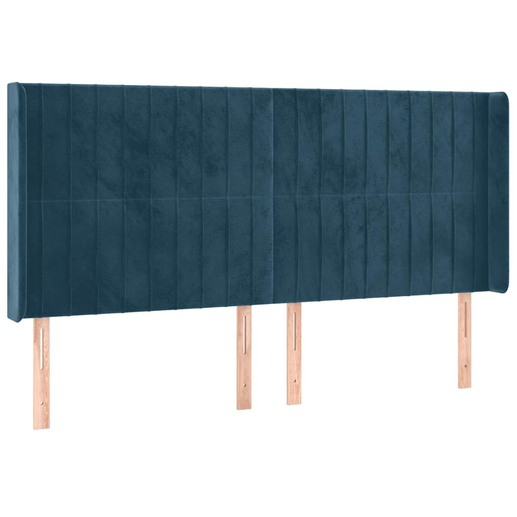 LED Kopfteil Dunkelblau 203x16x118/128 cm Samt