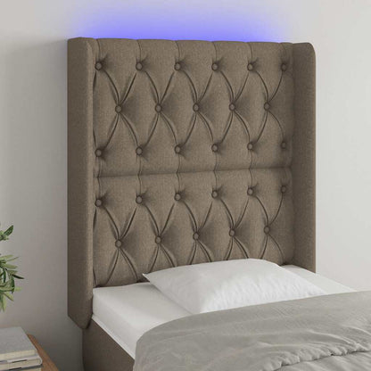 LED Kopfteil Taupe 83x16x118/128 cm Stoff