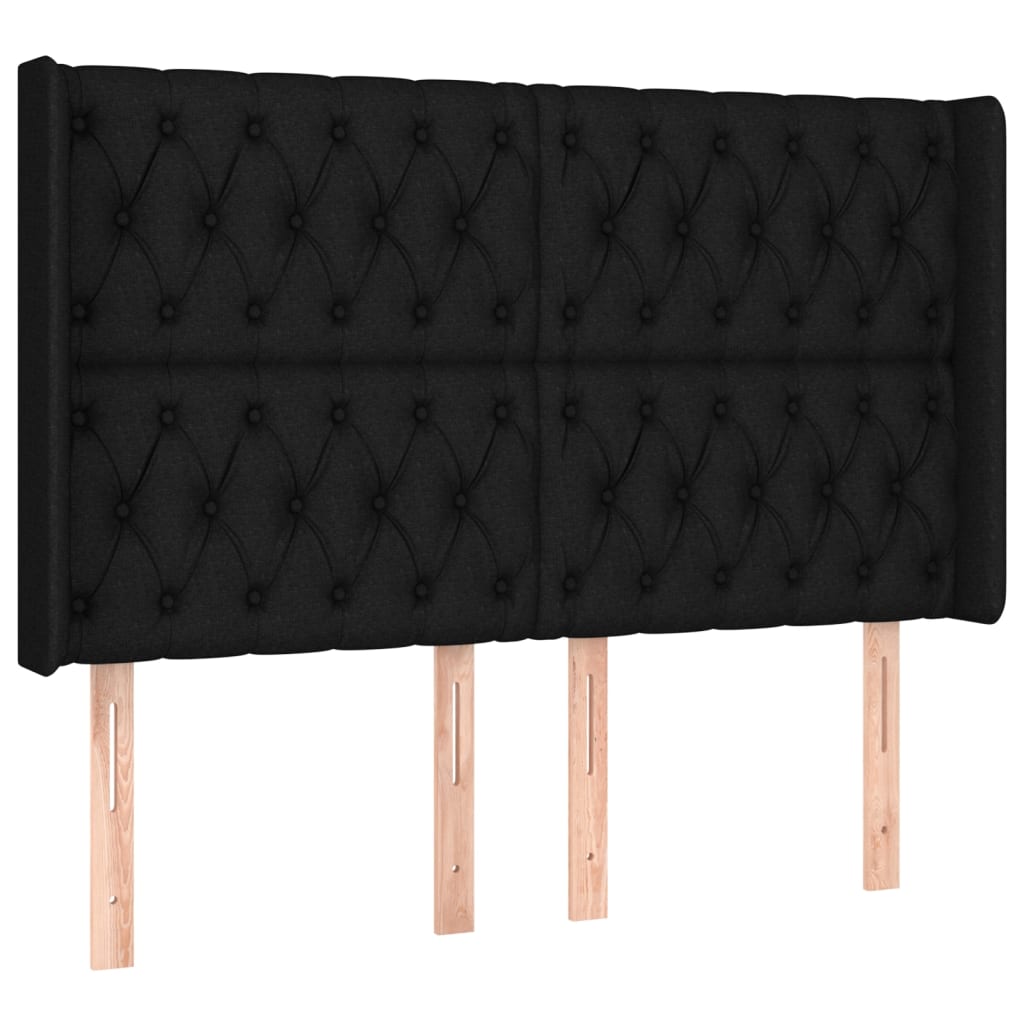 LED Kopfteil Schwarz 163x16x118/128 cm Stoff